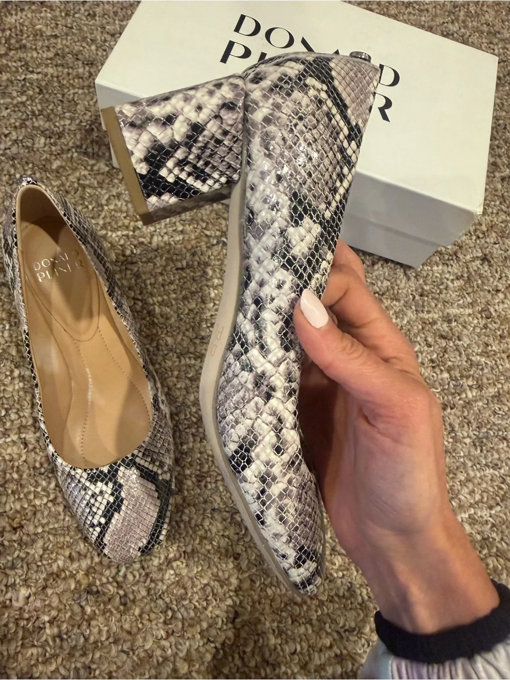 Donald J. Pliner Women's Snakeskin Print Ballet Flats in Light Pink/Black